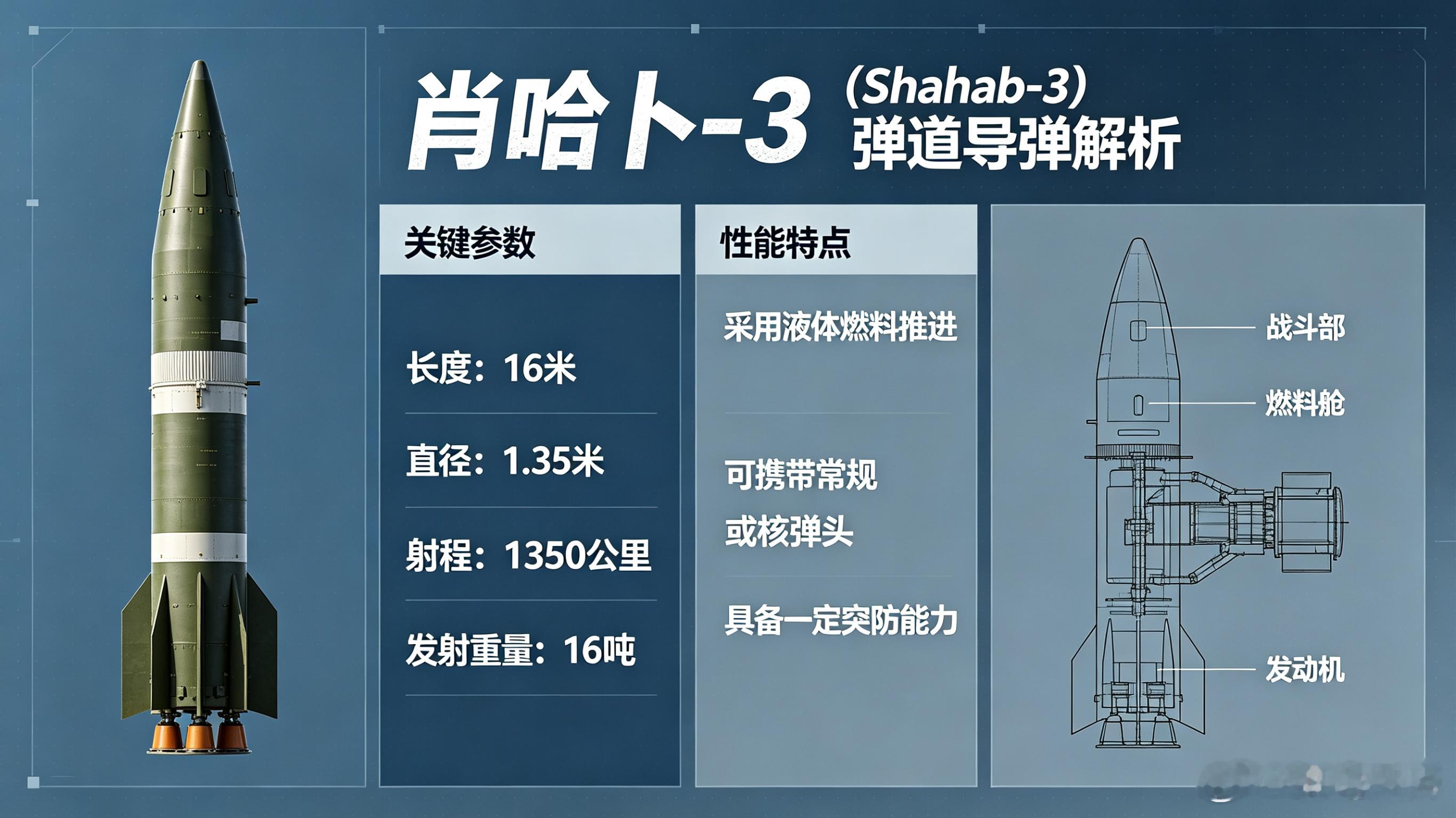 每天认识一件兵器 “肖哈卜‑3”（Shahab‑3，流星‑3）弹道导弹装备定位伊