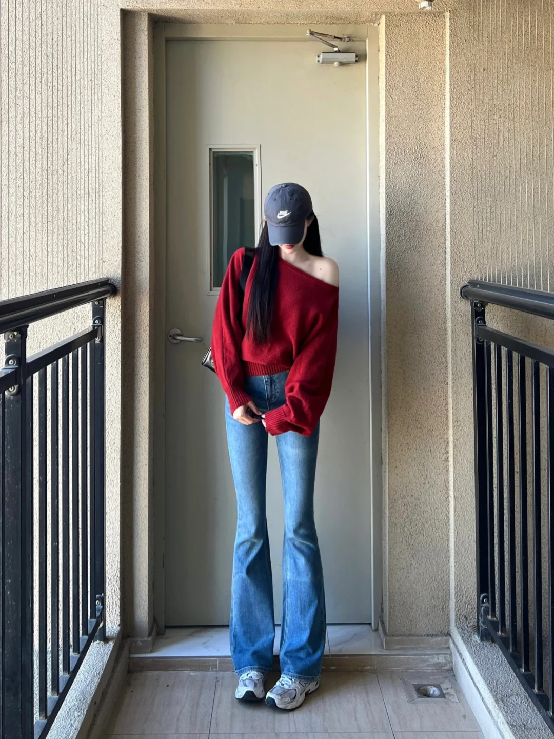 分享一组我的红毛衣➕牛仔裤