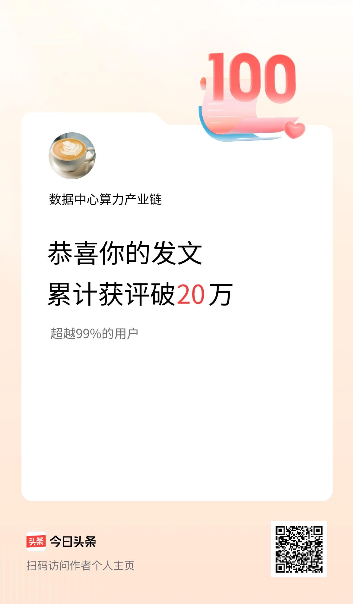 我在头条累计获评论量破20万啦！