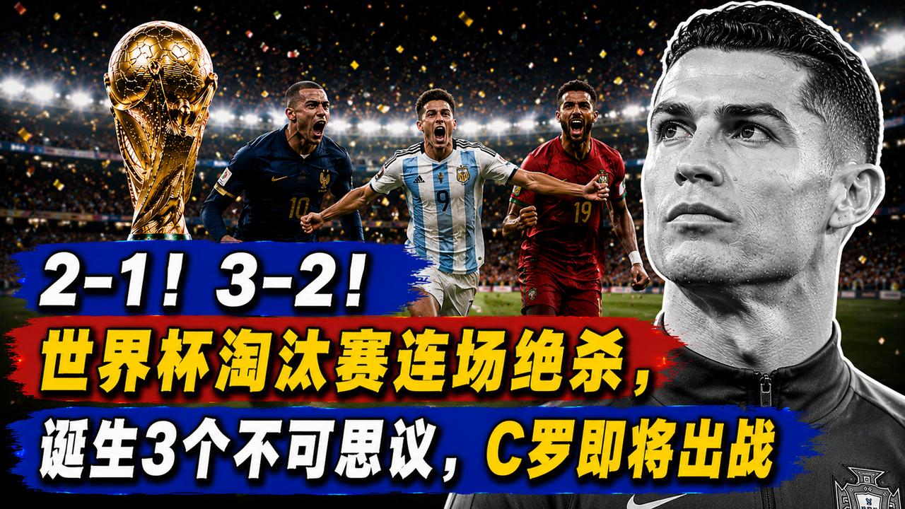 2-1！3-2！世界杯淘汰赛连场绝杀，诞生3个不可思议，C罗即将出战
英格兰和比