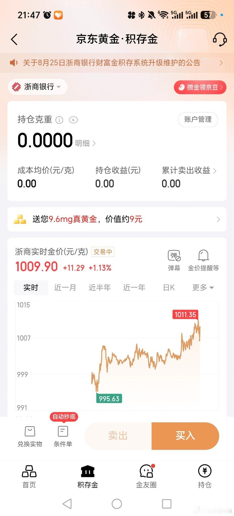 黄金涨到什么时候是个头啊，眼睁睁看着从 880 涨到 1100，太刺激了。朋友之