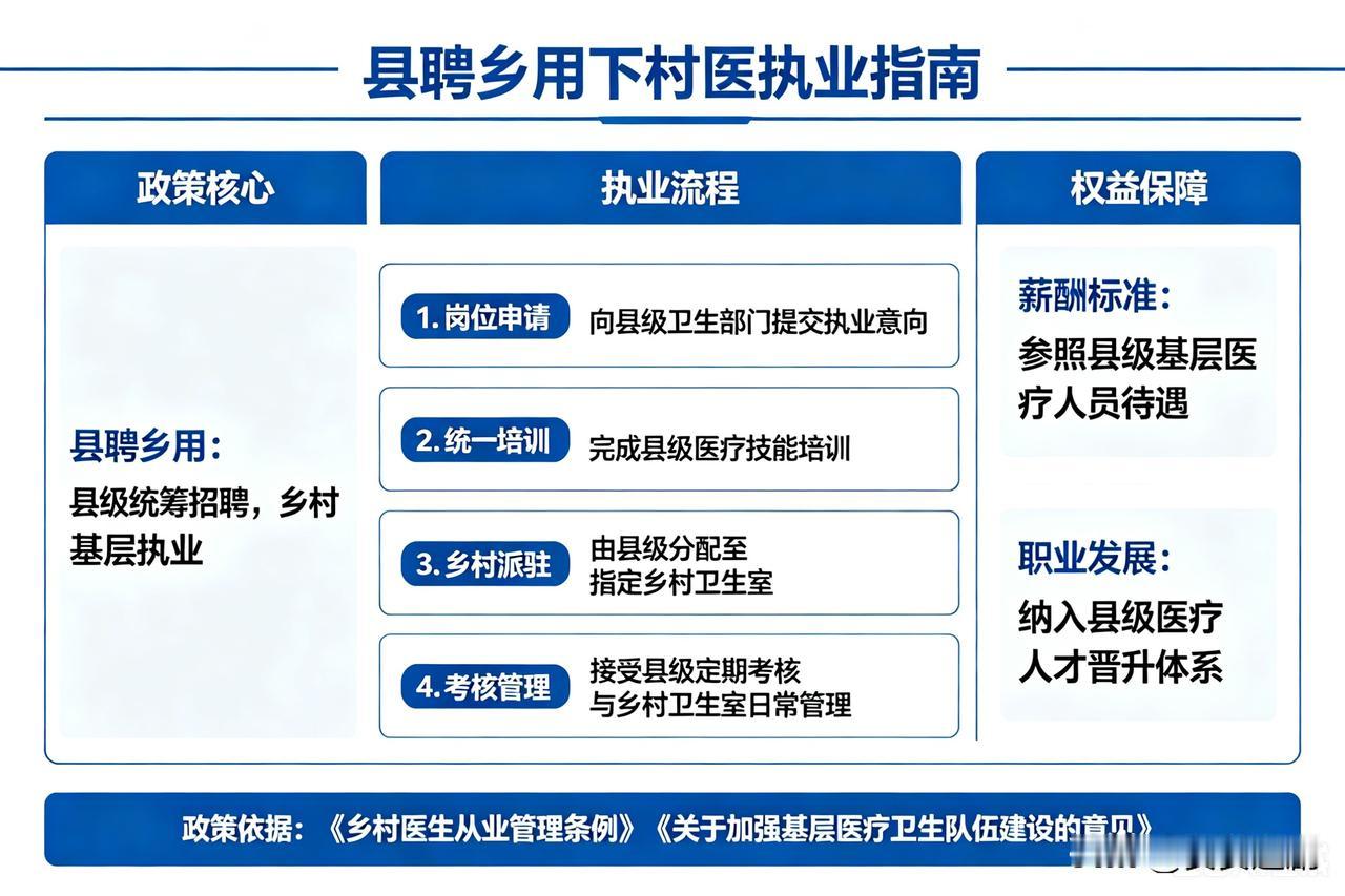 我将围绕“县聘乡用”政策背景，从执业身份、岗位职责、服务规范、考核管理、权益保障