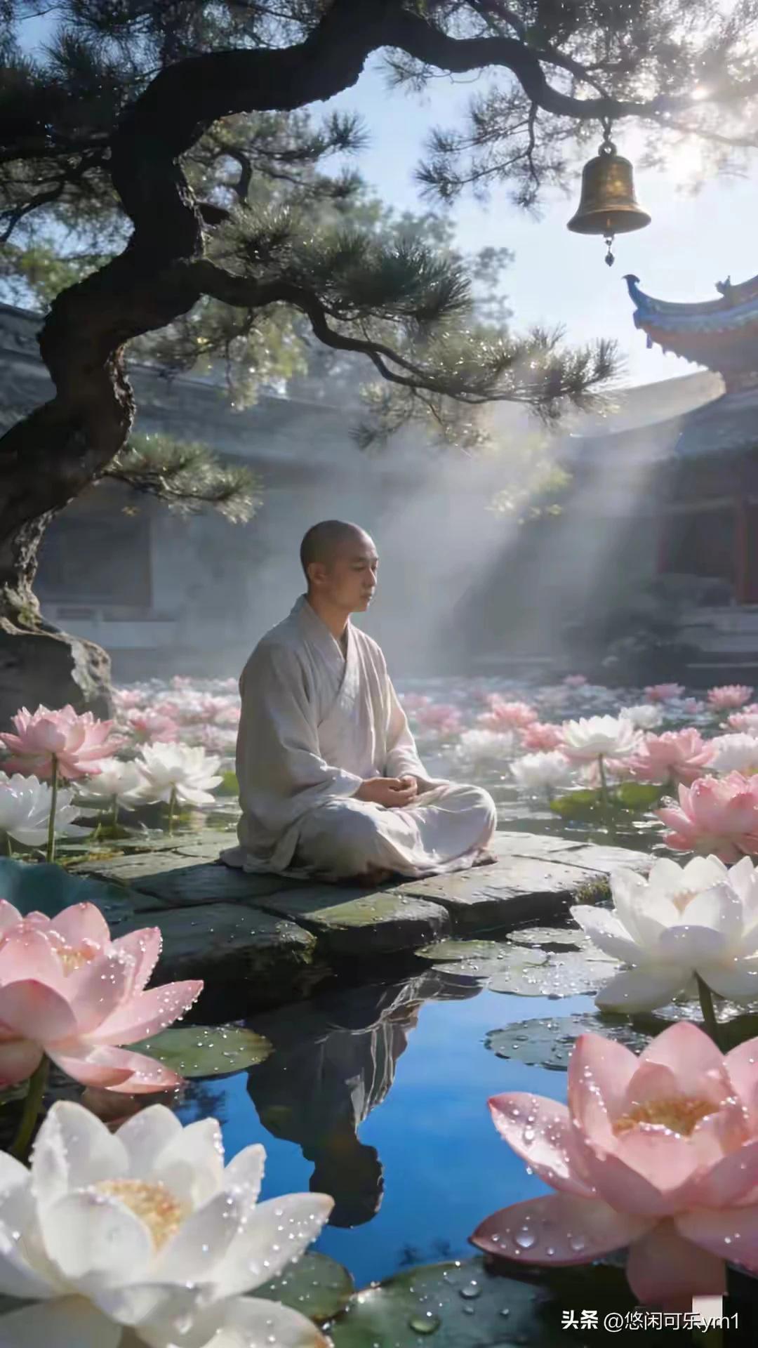 上联：五体投地拜观音
下联：心随万相入菩提