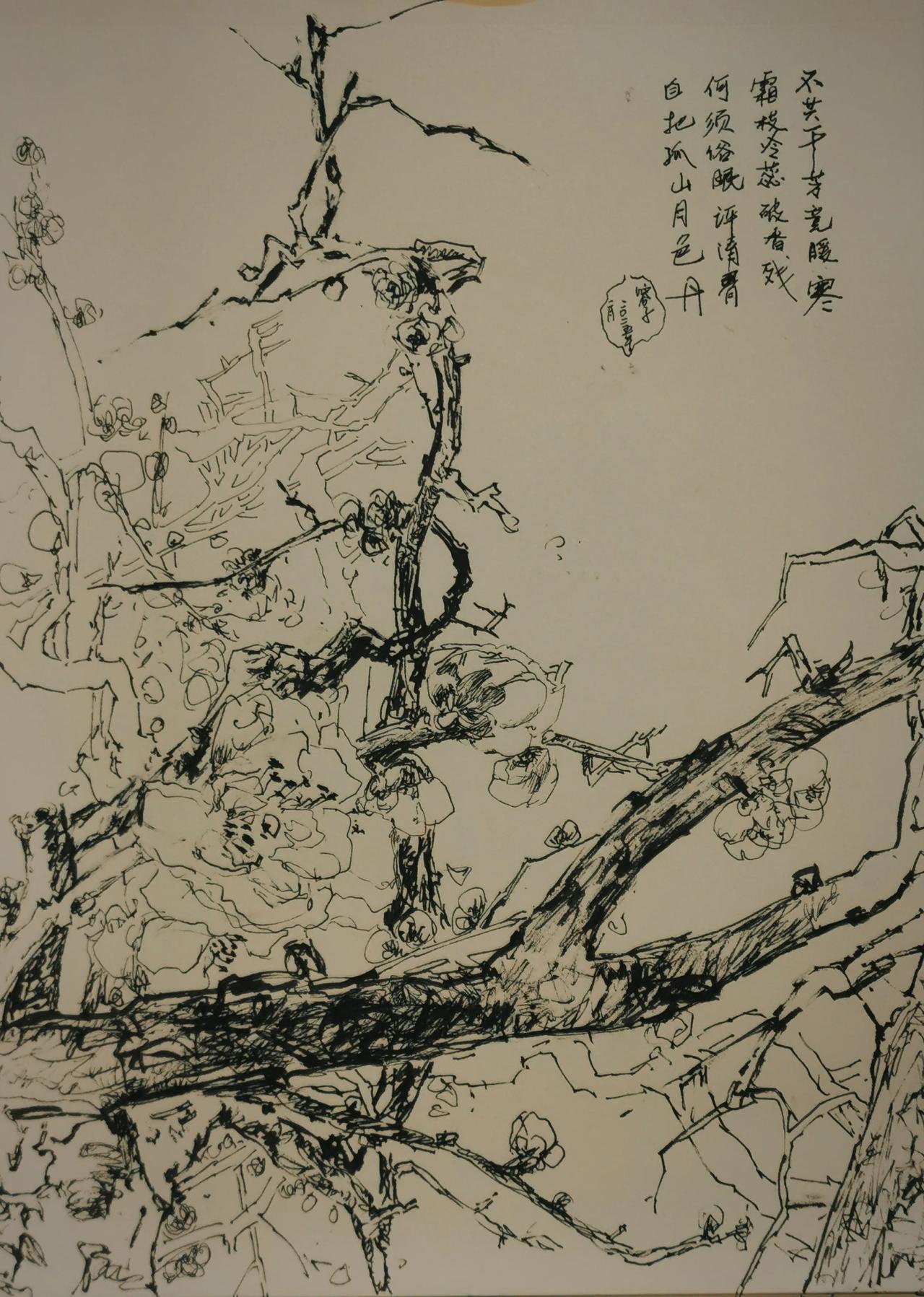 不共千芳竞暖寒，霜枝冷蕊破香残。
何须俗眼评清骨，自把孤山月色丹。