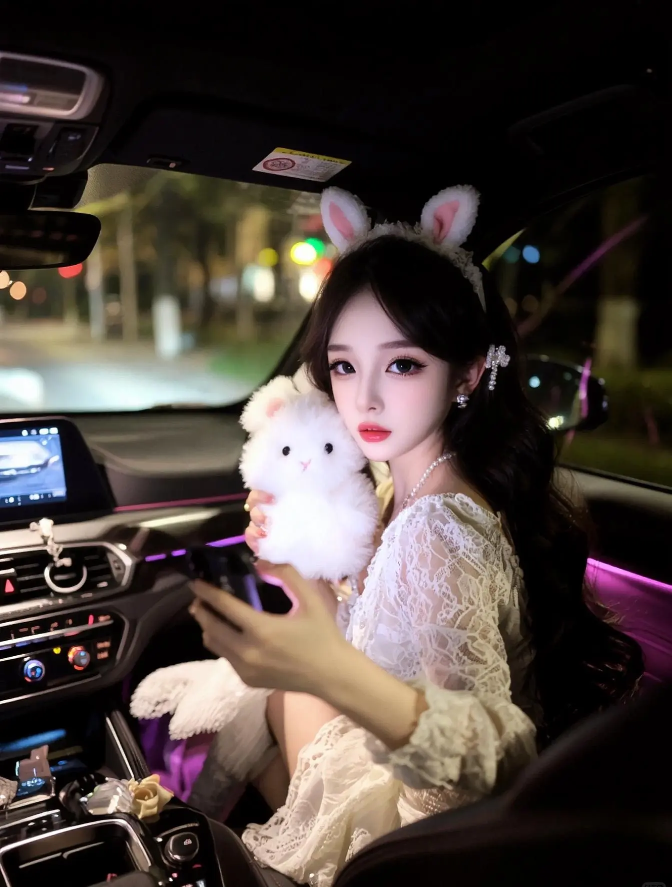 甜妹天花板 车内大片 甜系女孩 车内女神范 美女车内拍照