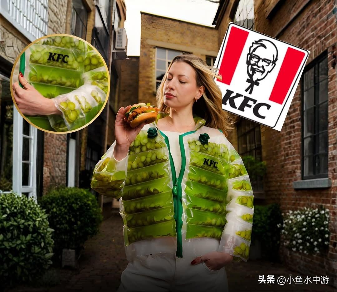快餐巨头肯德基推出了一款造型怪异的时尚单品——腌黄瓜充棉羽绒服，瞬间引爆网络。这
