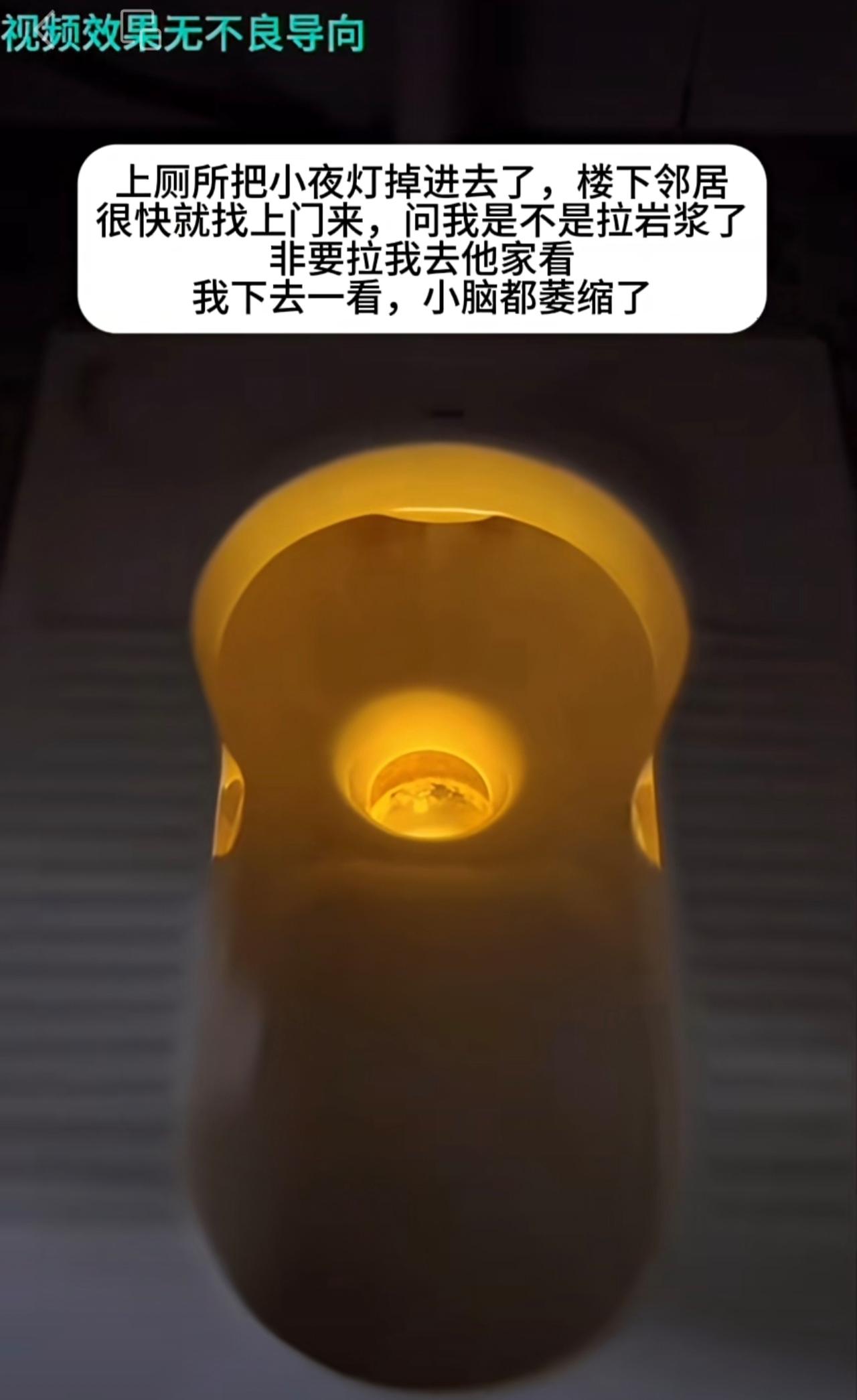 上厕所把小夜灯掉进去了，
楼下邻居很快就找上门来，
问我是不是拉岩浆了，
非要拉