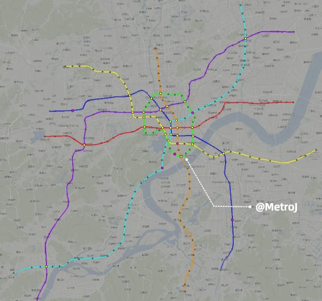 假如能重来~用东京地铁+JR方式打开杭州地铁
杭州的九曲大肠缠成蚊香，假如一切重