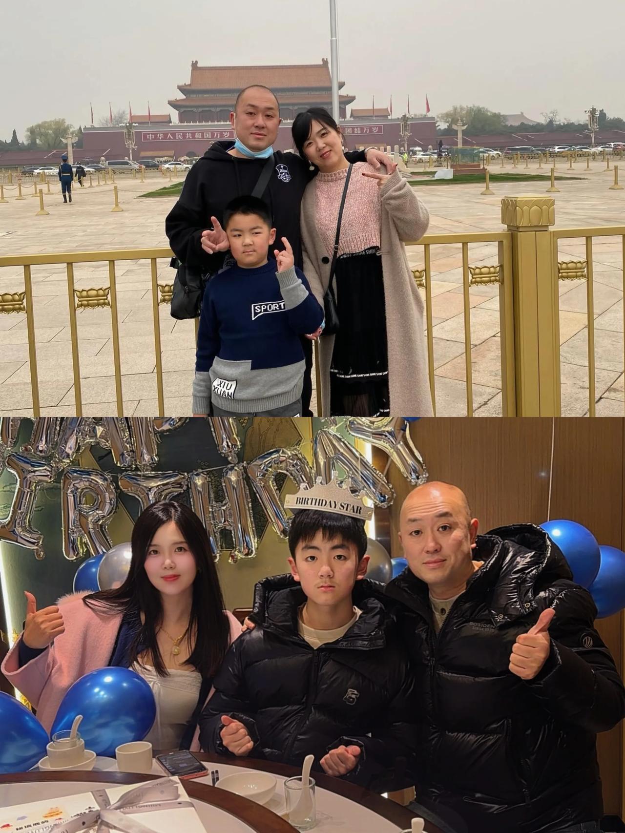 同样的三个人，时隔十年。一看就知道爸爸为这个家付出了不少。