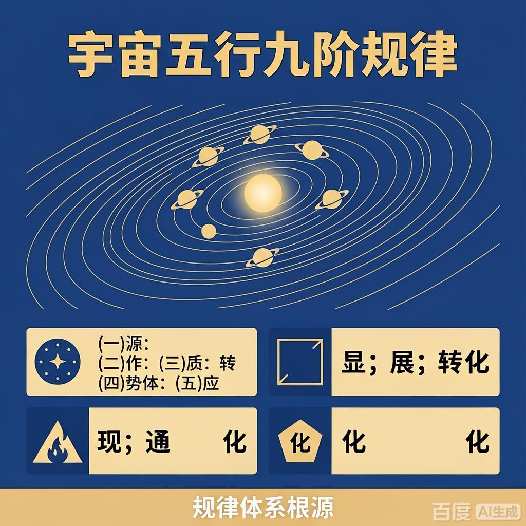 宇宙哲学星际文明五行九阶规律体系之根源规律体系：
一、源→根符：水源：(一)源；