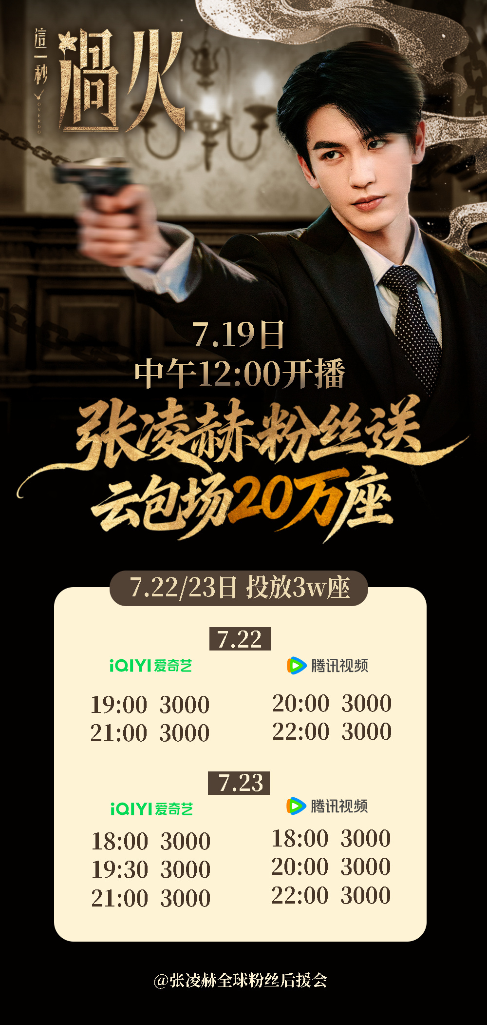 张凌赫粉丝继续送出3万+爱奇艺&腾讯视频云包场会员！
