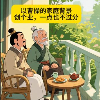 创个业，一点也不过分
曹操的老爹曹嵩，最高的官职做到太尉，位列三公之首。
就是高
