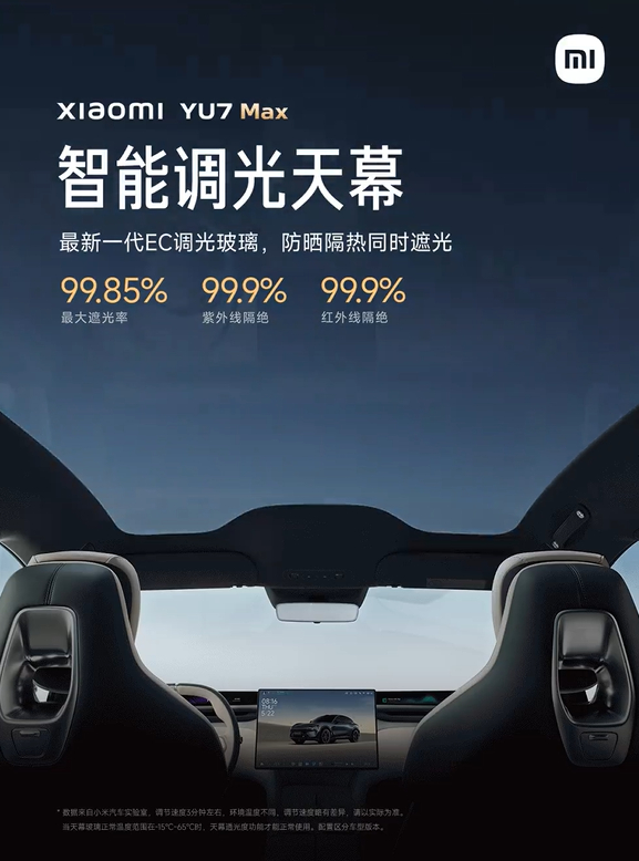 小米YU7大定3分钟破20万台不仅防晒隔热，更能蔽日遮光小米YU7 Max版，标