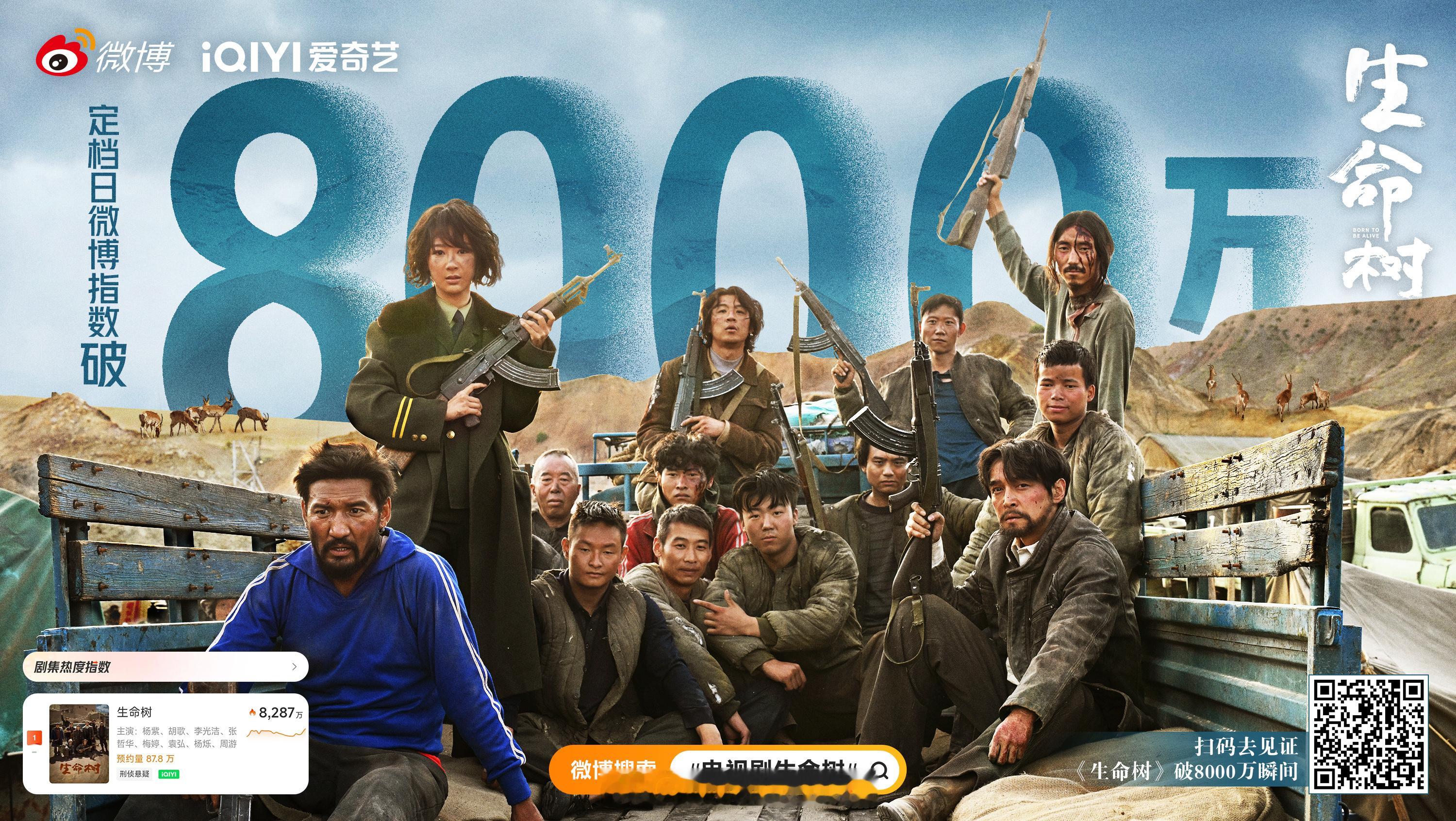 杨紫新剧生命树定档日微博指数破8000万了！杨紫的号召力好强呀！杨紫Duang的