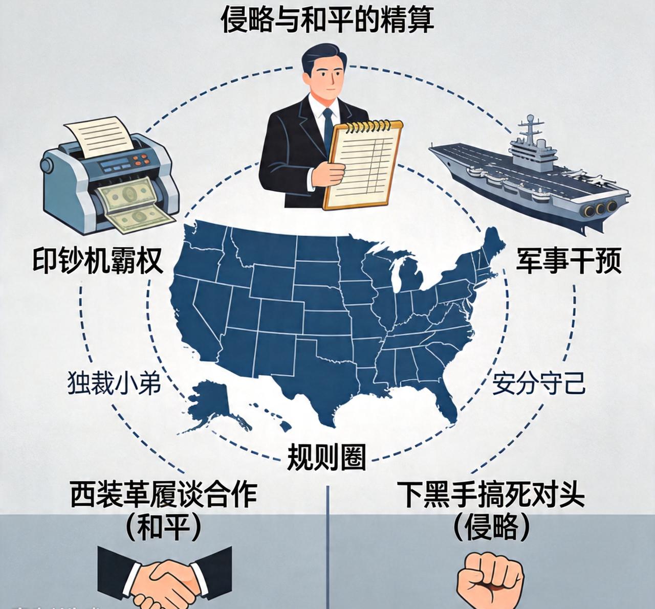 剥开这层皮，华盛顿骨子里信奉的只有一样东西：精算师般的“买卖逻辑”。
翻开地图看
