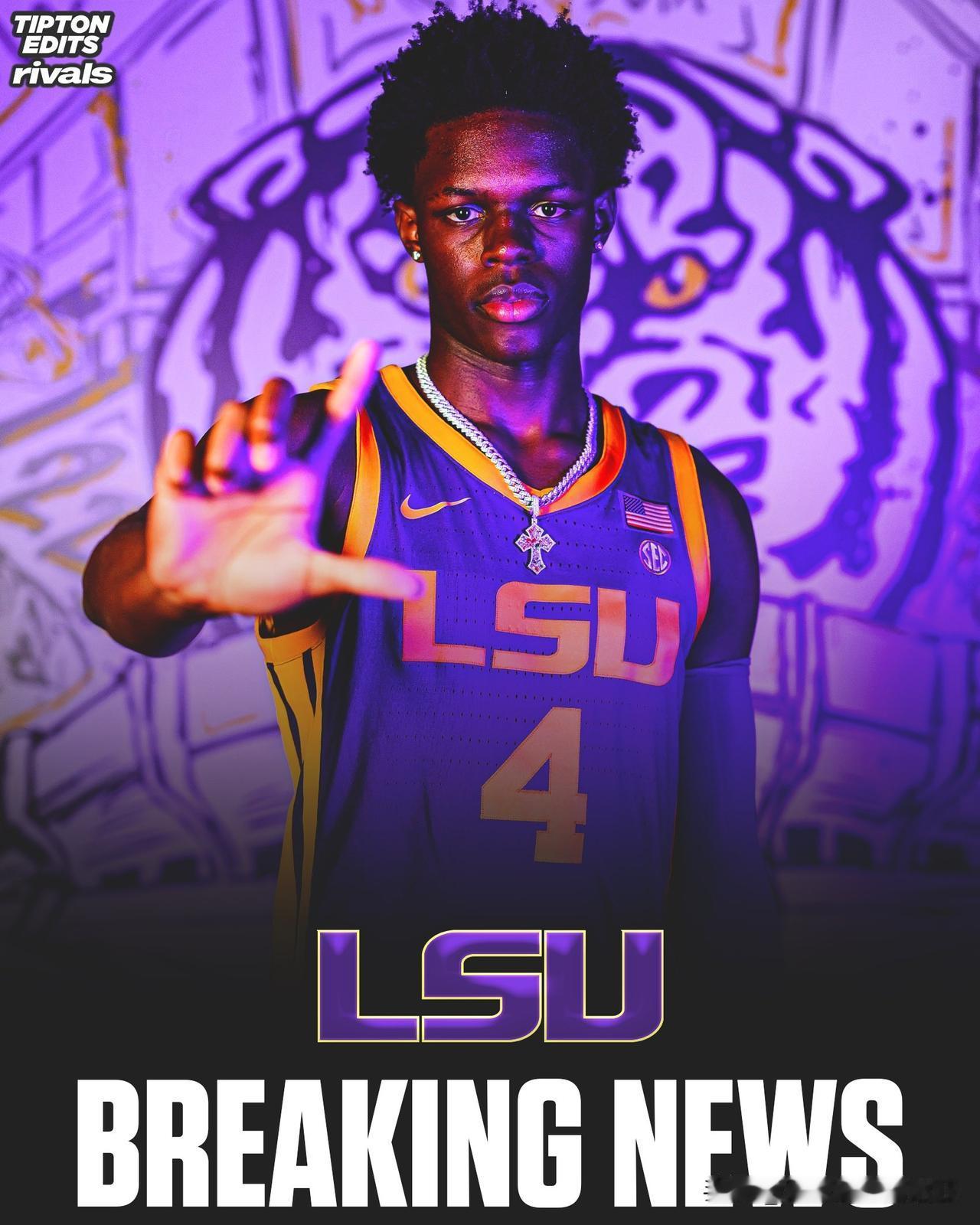 四星小前锋Kevin Thomas宣布承诺NCAA男篮 LSU，身高6-7=20