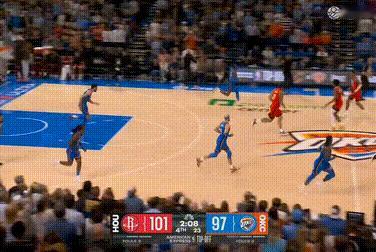 火箭领先雷霆1分，进入最后2分钟决战 火箭vs雷霆 ​​​