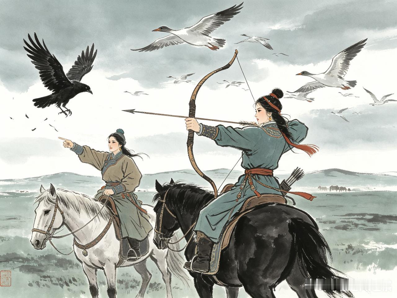 还有哪个皇后是神箭手?一千五百年前，木井北的旷野上，两个女人勒马而立，头顶是南飞