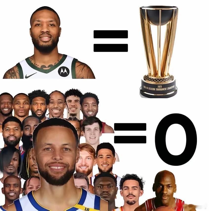 NBA杯冠军数量对比[笑cry][笑cry][笑cry]利拉德>乔丹➕库里➕哈登