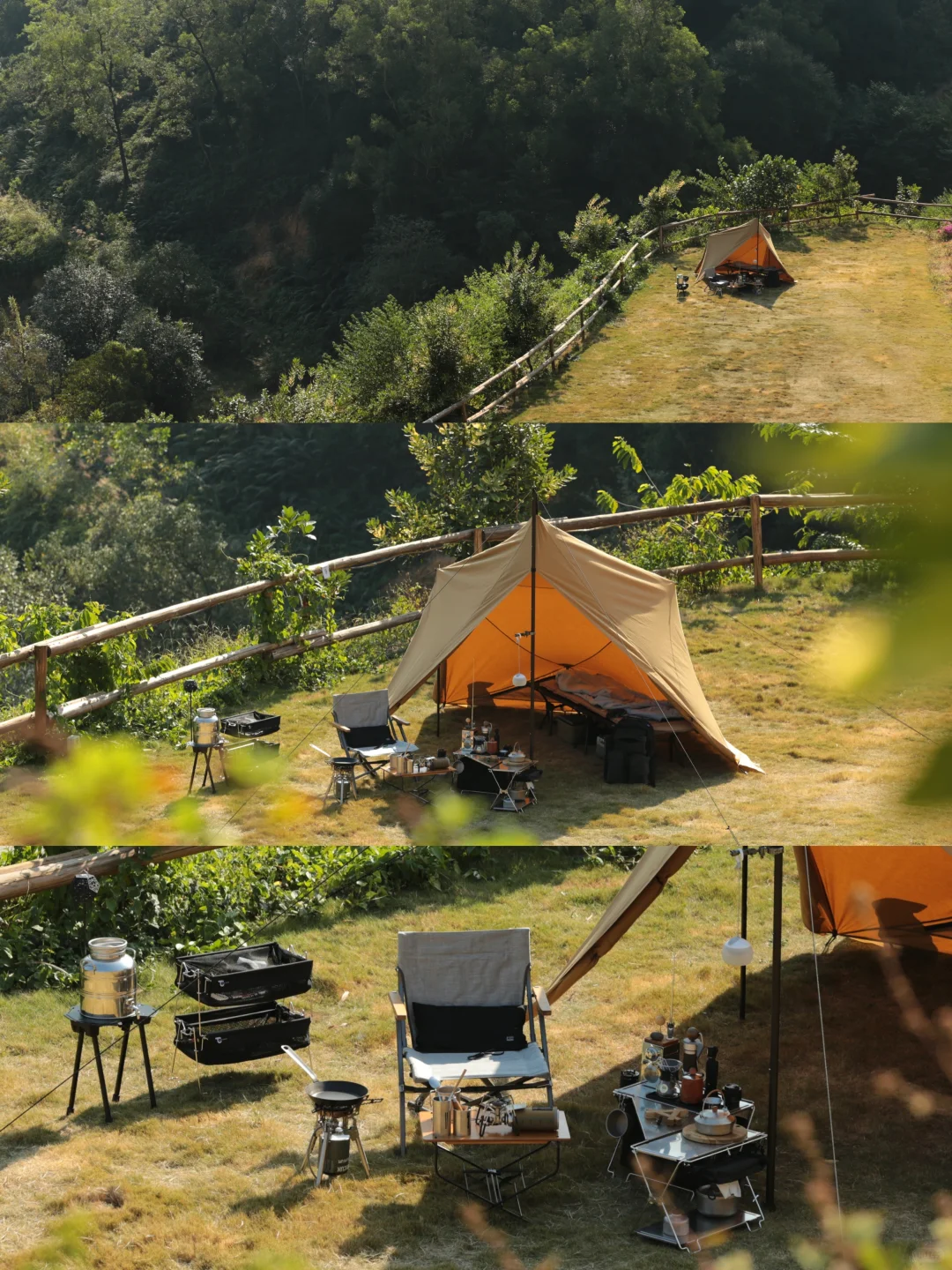 分享一组帐篷与山谷的景色