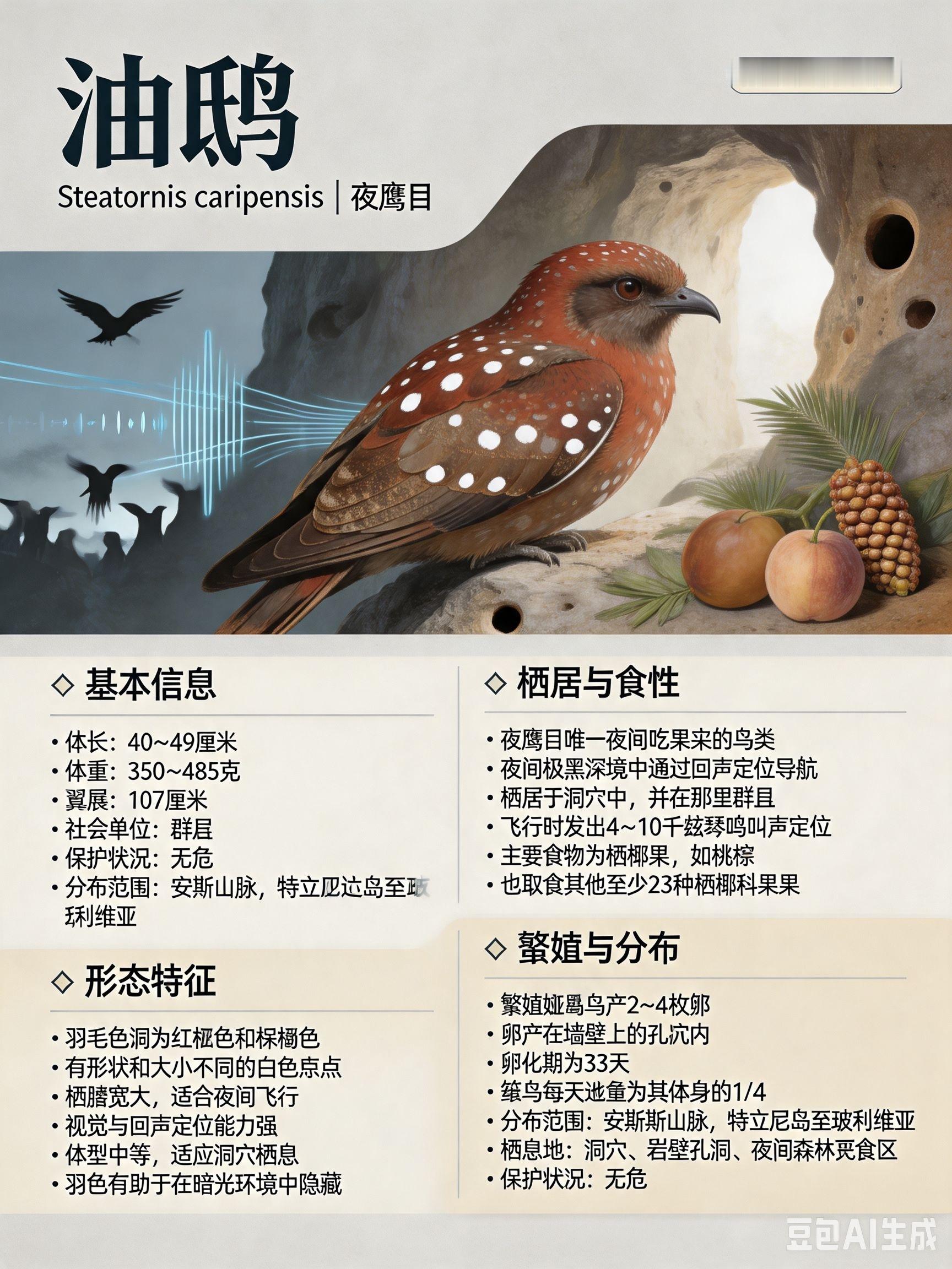 鸟类朋友图鉴 油鸱体长：40~49 厘米体重：350~485 克翼展：107 厘