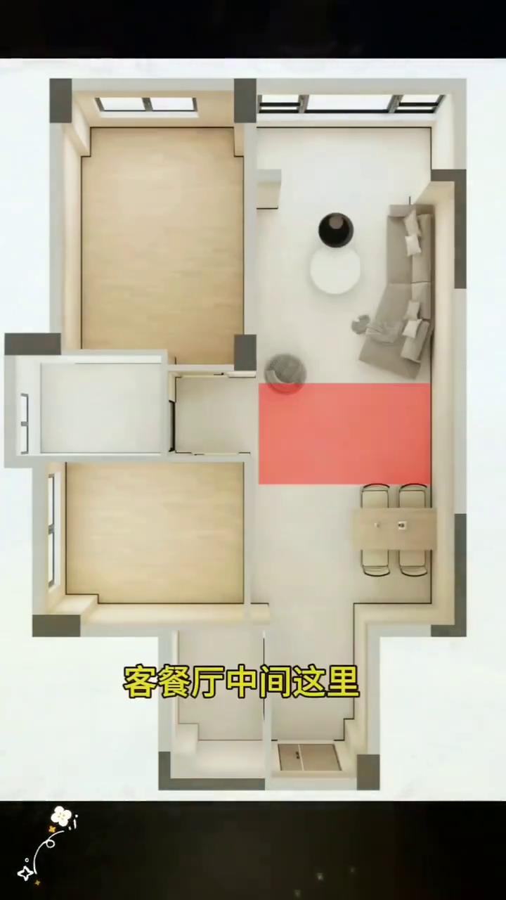 两居室如何改三居？
这是个建筑面积76平的两居室，套内使用面积只有63平。从这入
