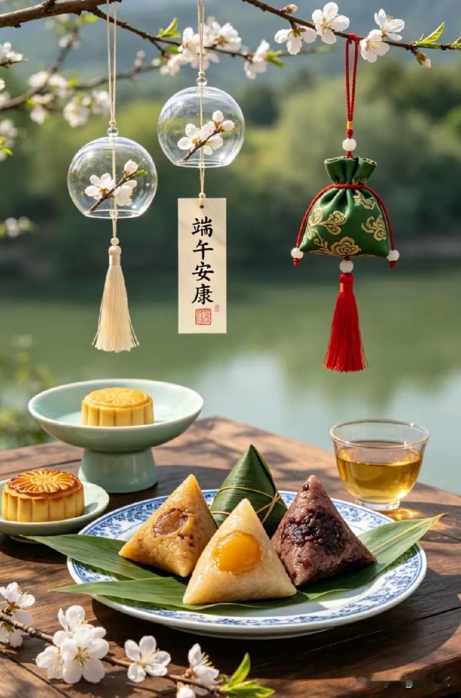 上联：一盘甜粽牵千古
下联：满口清香念屈原