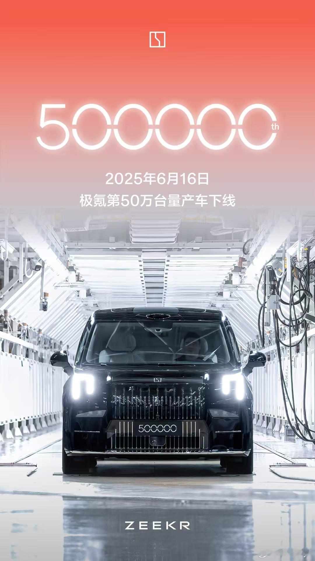 极氪[超话] 全新里程碑！极氪第50万台车型009光辉下线从2021年10月首台