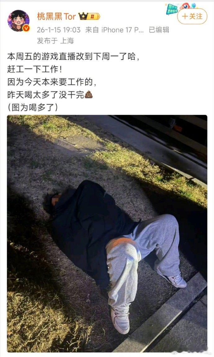 桃黑黑 喝多了但爷们要脸 当你压力太大的时候，想想桃黑黑身下的小草