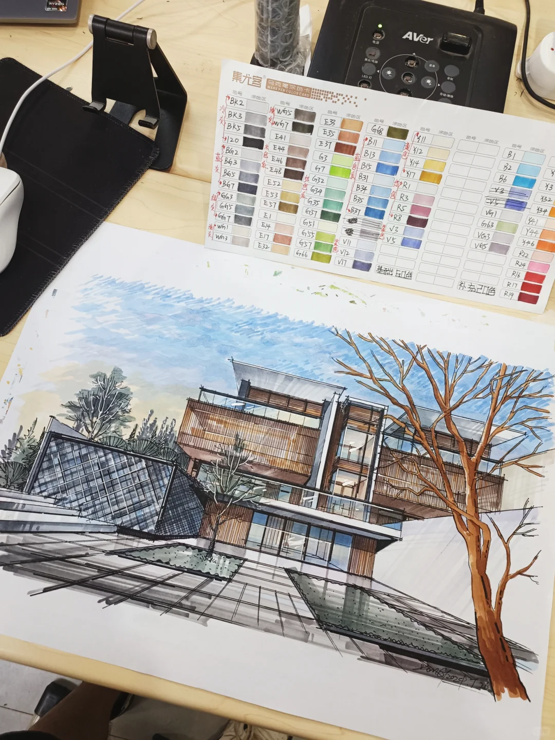 建筑马克笔上色步骤图