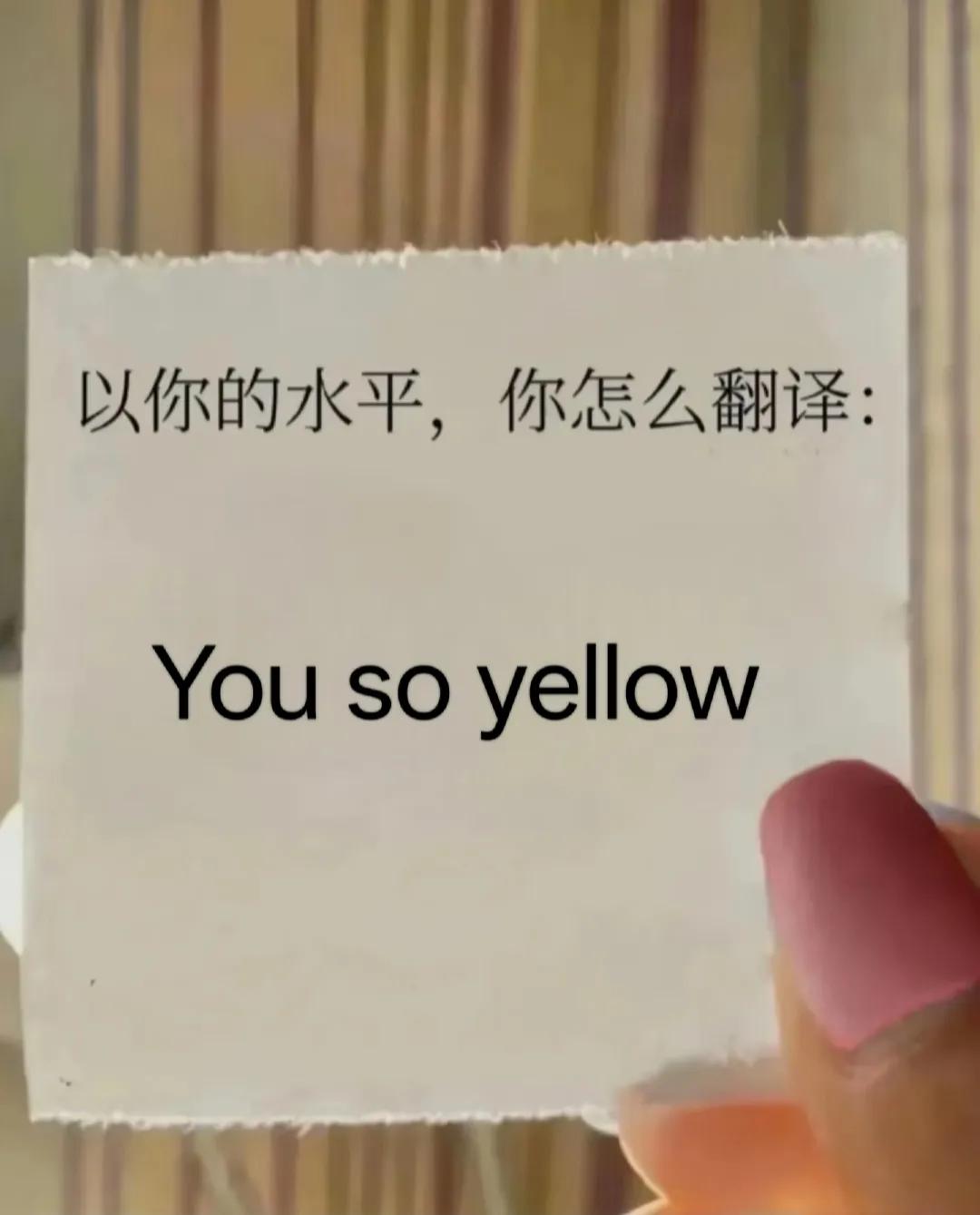 以你的水平，怎么翻译：you so yellow？