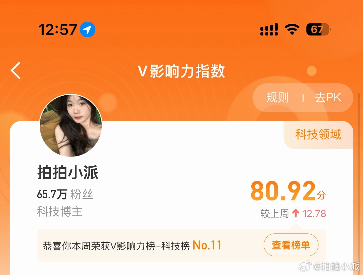 uu们俺小派出息了，V指数排行榜11感谢各位的支持，评论抽10个🧧分享给大家～