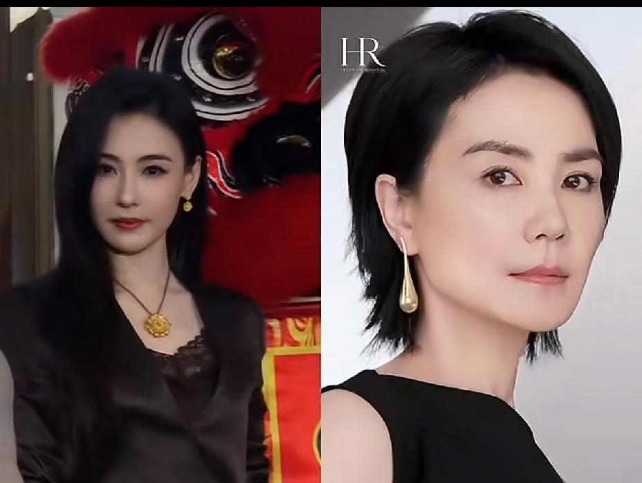 一个五官小巧精致完美，性格开朗。
一个五官大气，神情淡漠。
谢霆锋却更喜欢后者。