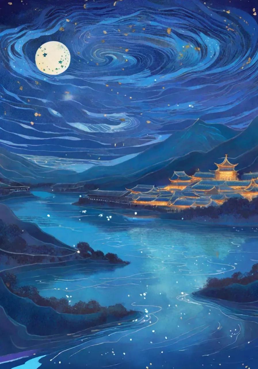 桂魄初生秋露微，轻罗已薄未更衣。——王维《秋夜曲》
【释义】一轮秋月刚刚升起秋露