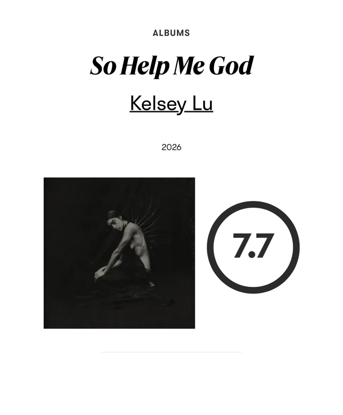 【乐评速递】Kelsey Lu 第二张录音室专辑『So Help Me God』