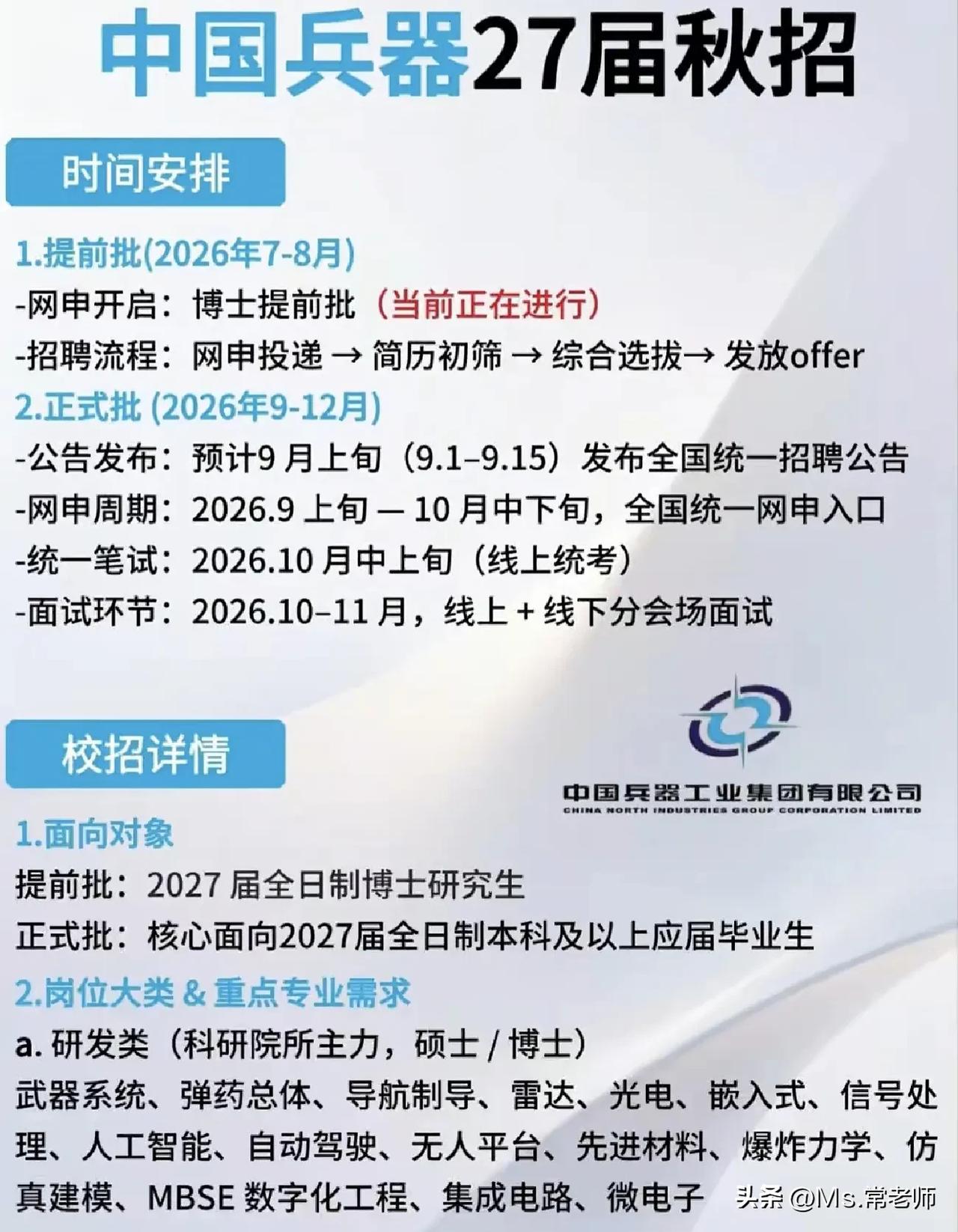 同学们，中国兵器工业集团作为国家战略科技力量与国防建设骨干企业，现已启动第二十七