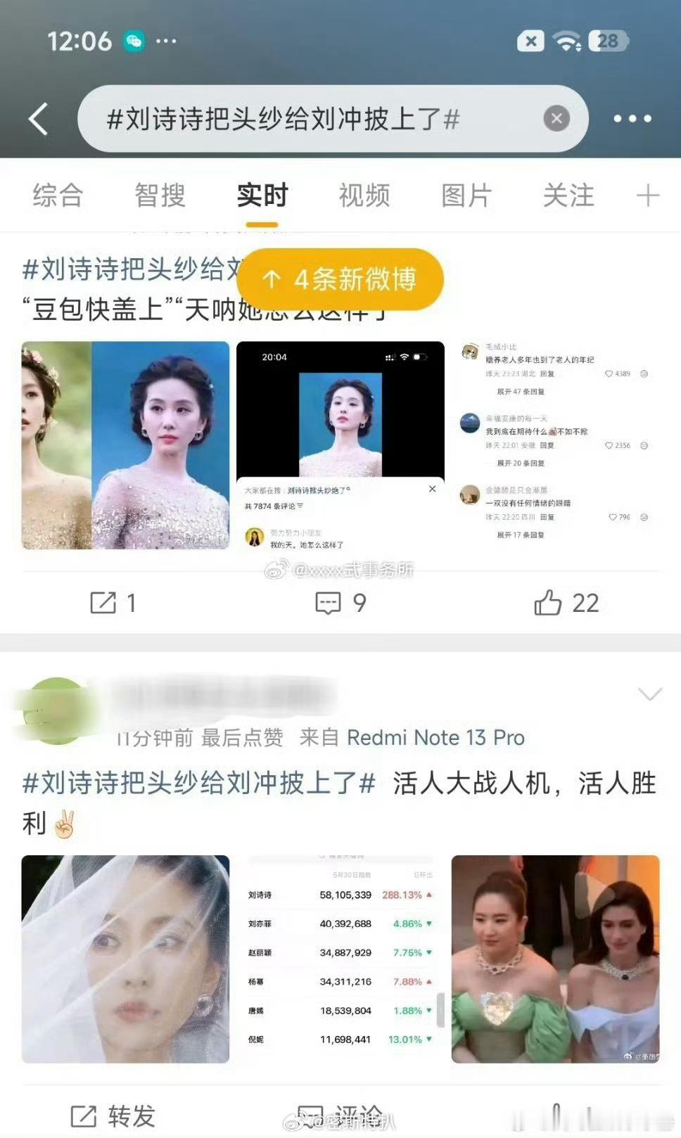 刘诗诗把头纱给刘冲披上，结果刘亦菲破防了…… 