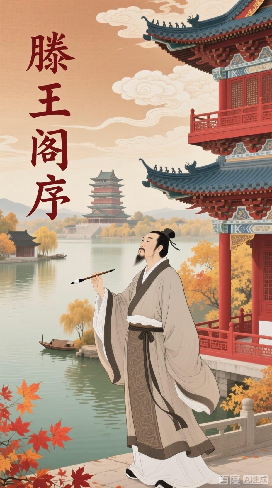 公元675年，25岁的王勃因《斗鸡檄》被贬后，南下探父途经洪州，恰逢都督阎伯屿重