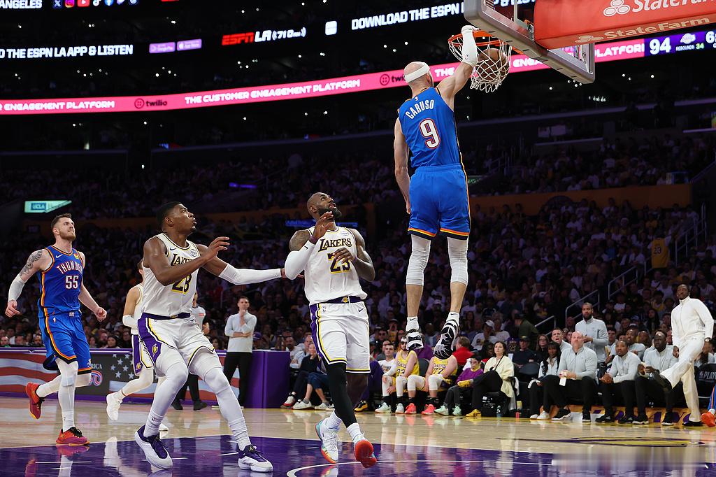 湖人0比3雷霆 131-108，雷霆半场发力大胜湖人，系列赛3-0！NBA历史第