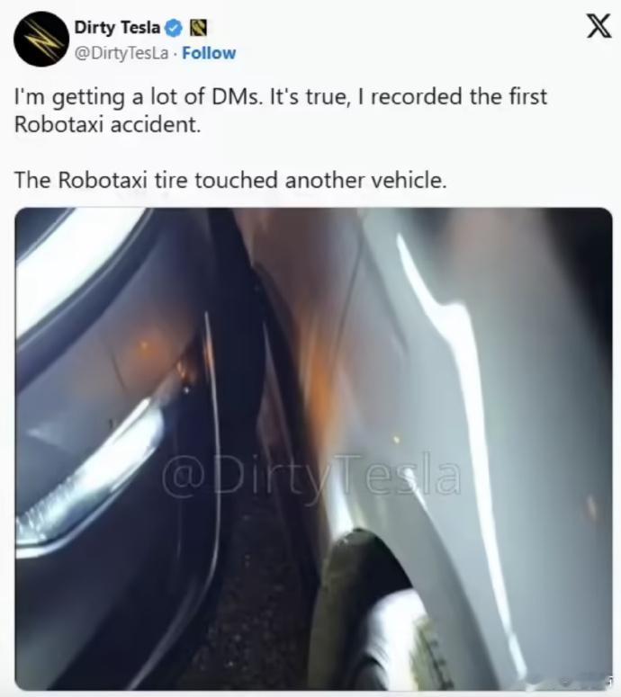 【特斯拉Robotaxi发生首撞】当地时间7月4日，特斯拉备受瞩目的纯视觉Rob