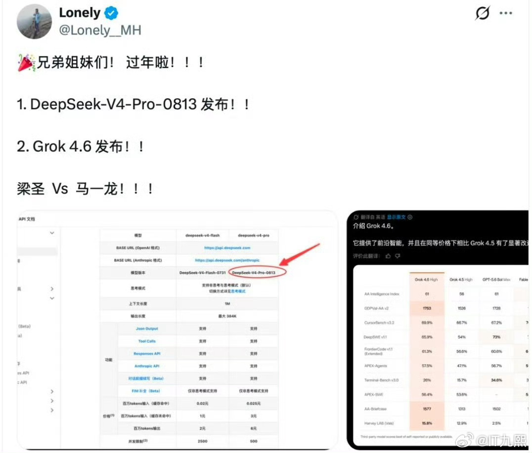 DeepSeekV4Pro和Grok4.6谁更强AI先说Grok4.6，综合通用