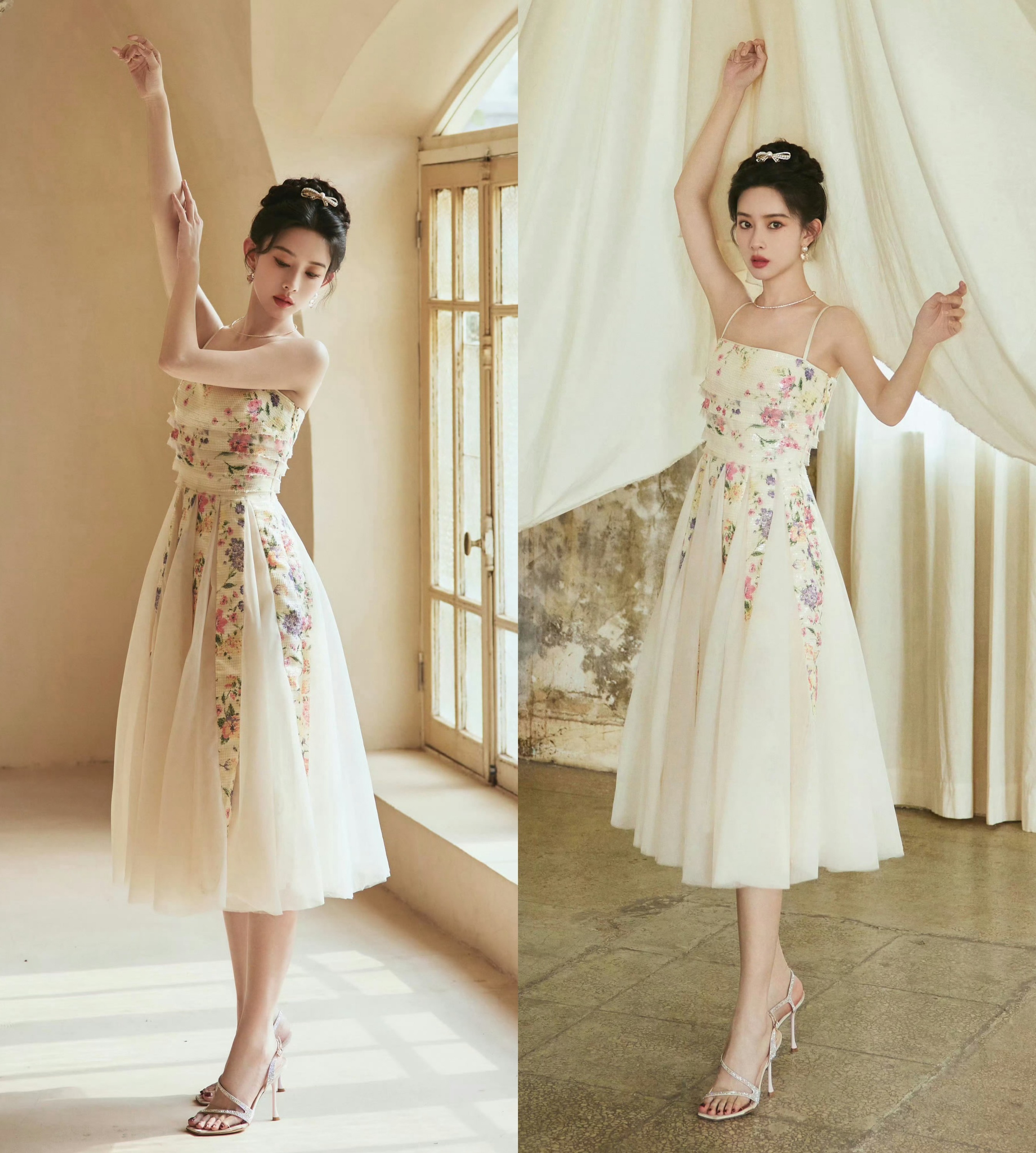 孟子义壁纸：穿吊带碎花裙，好精致的孟姐。孟子义