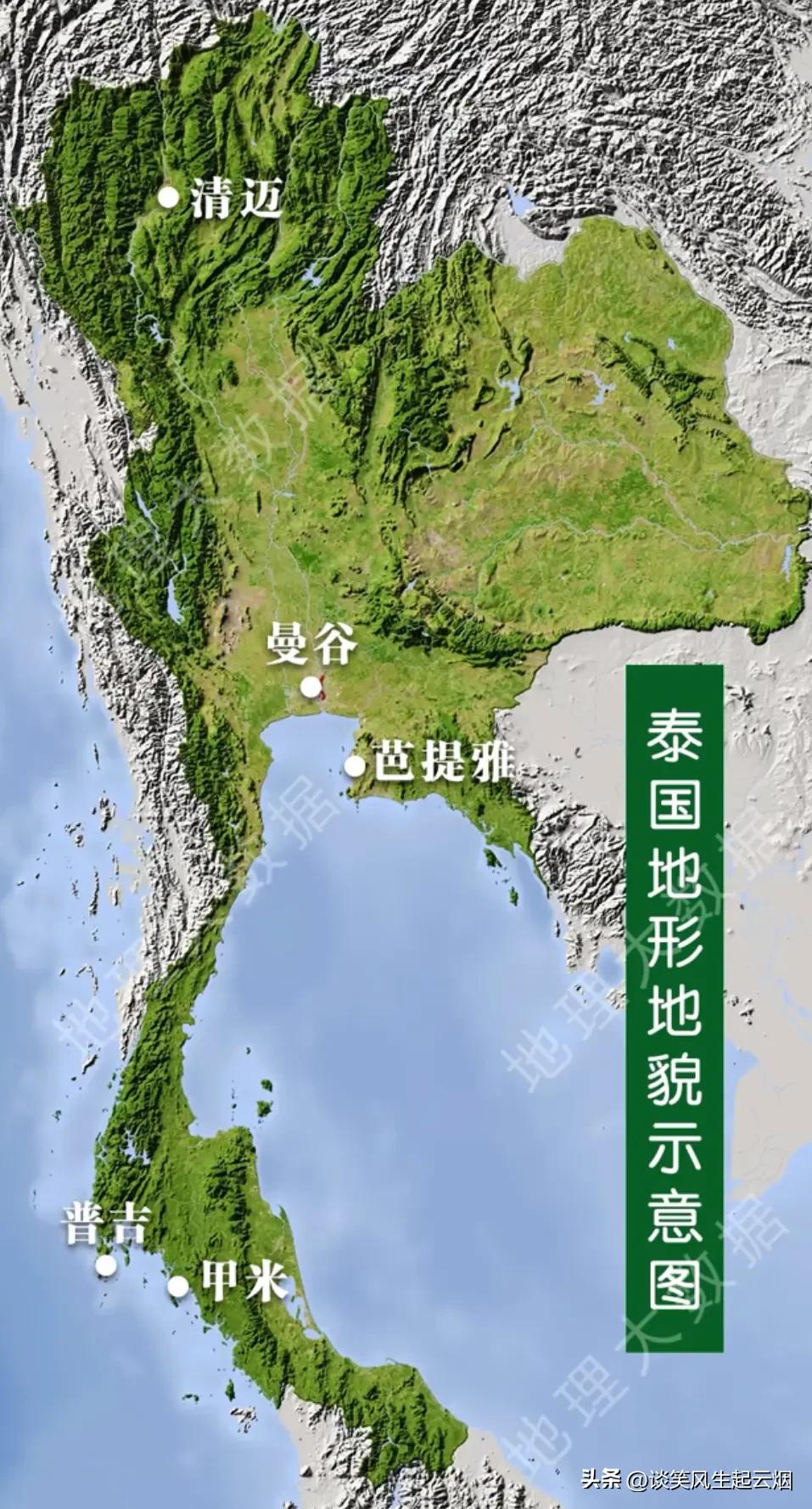 泰国版图就像一个大象的头颅。

尤其是泰国南部区域，就像大象细长的鼻子一样，而现