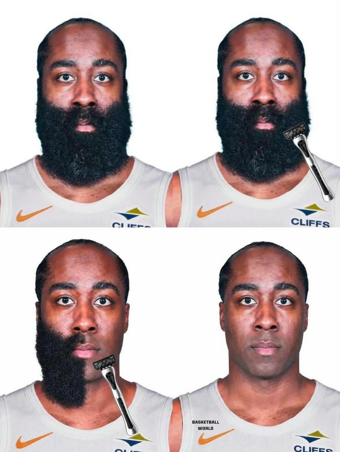 假如哈登刮掉胡子好陌生克利夫兰骑士骑士哈登nba