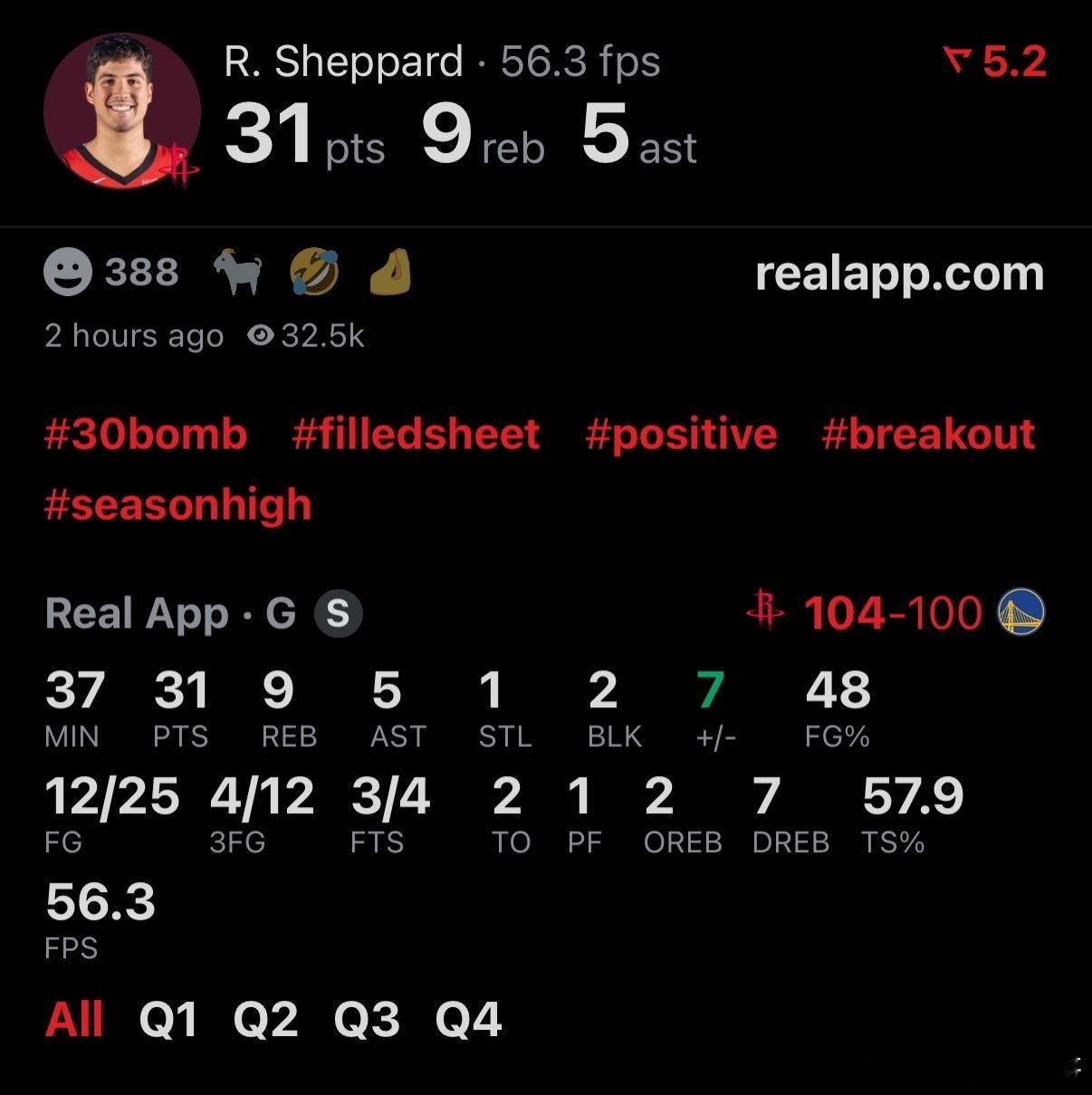 NBA 谢泼德今天打爆了库里？库里状态