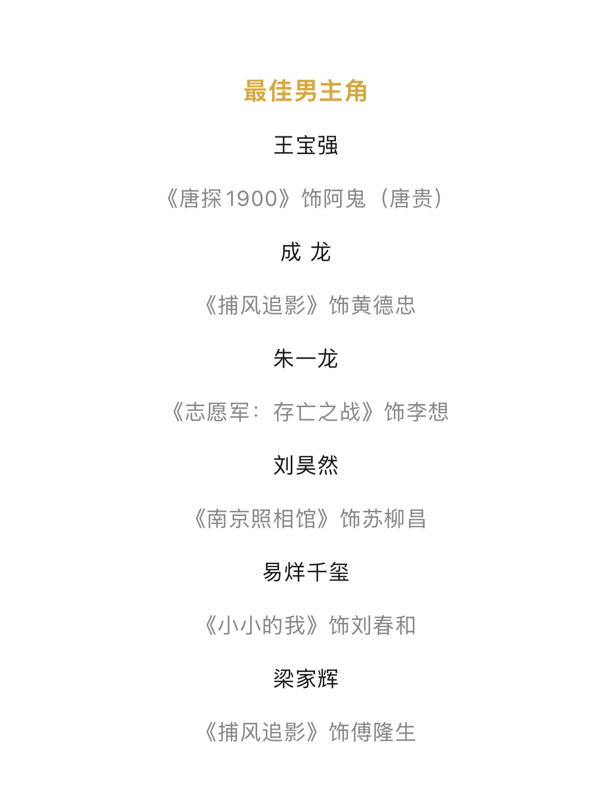 大众电影百花奖公布提名名单：百花奖