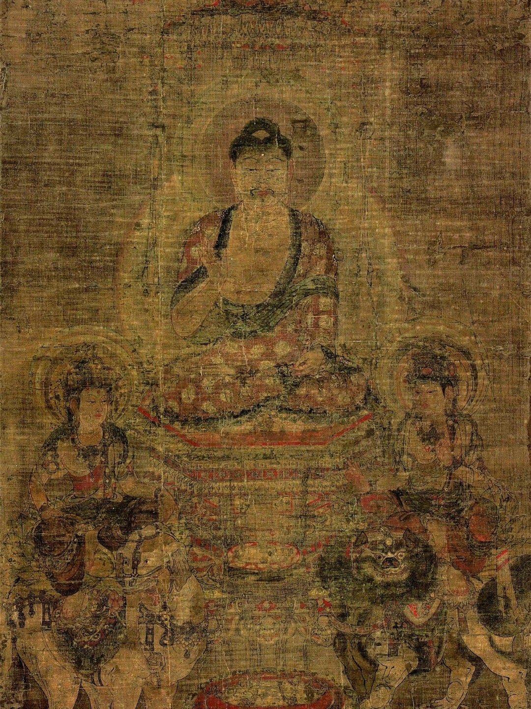 唐代佛画《释迦三尊像》 ​​​
