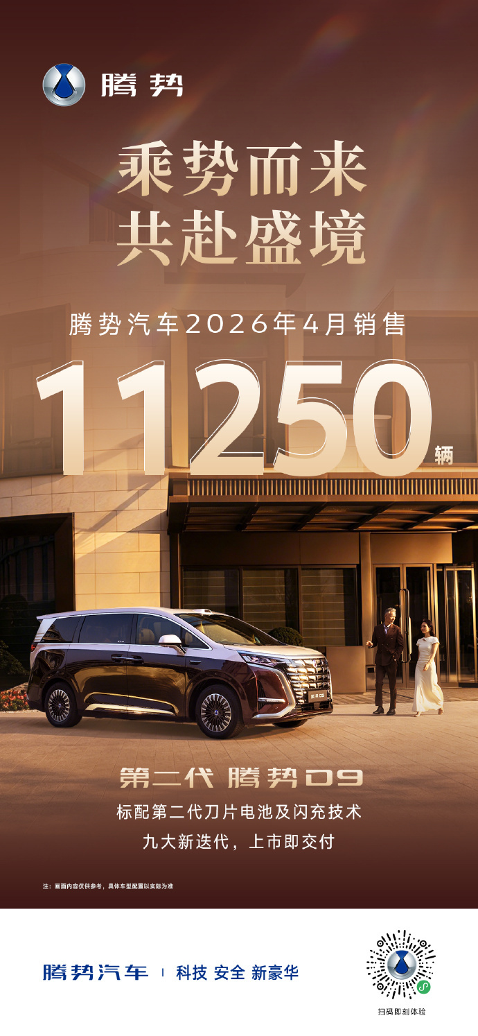 腾势汽车4月销售11250辆 腾势4月销量稳住了万辆基盘，核心功臣无疑是刚上市即