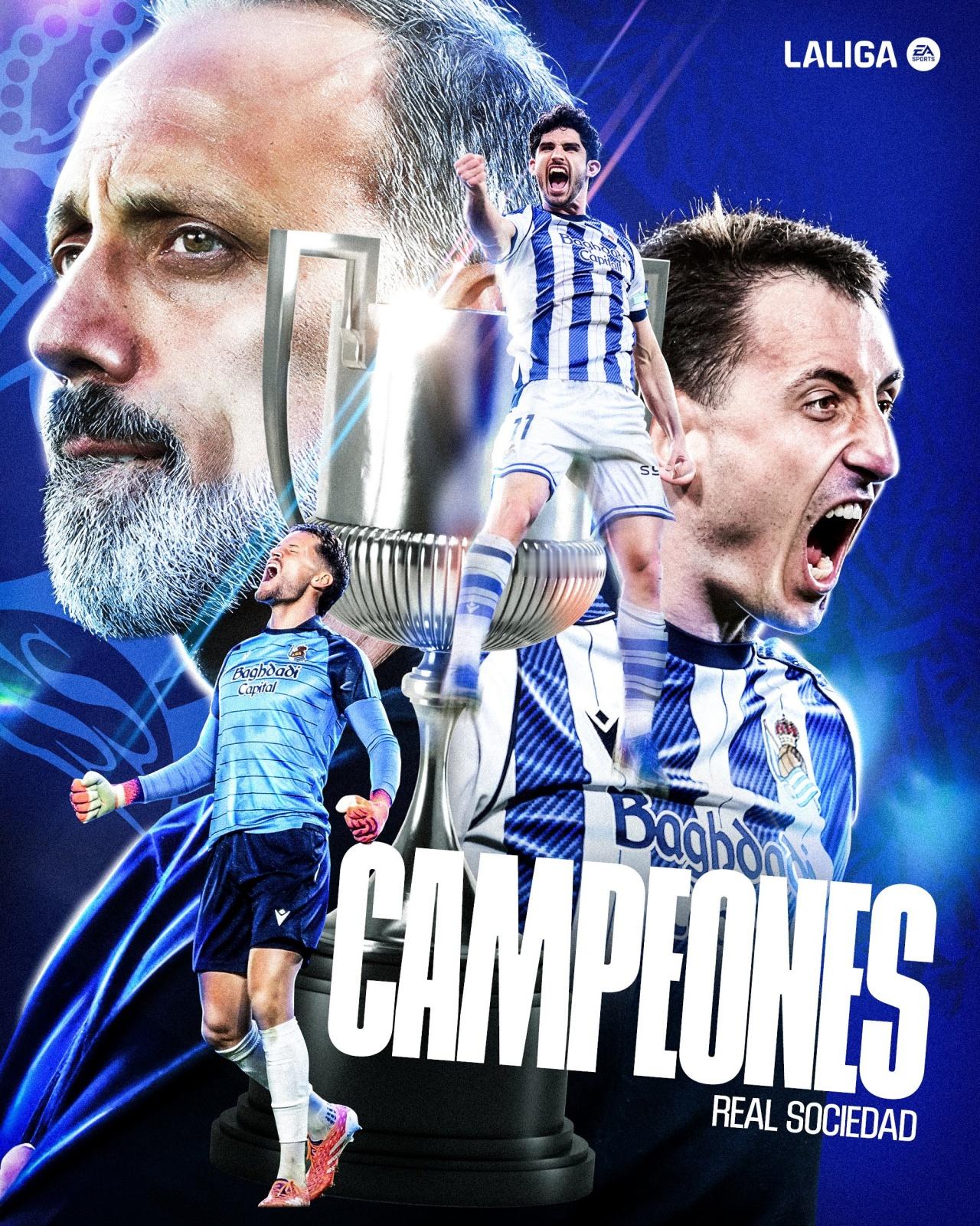 皇家社会夺国王杯冠军西甲 国王杯决赛，马德里竞技在中立场地塞维利亚奥林匹克体育场