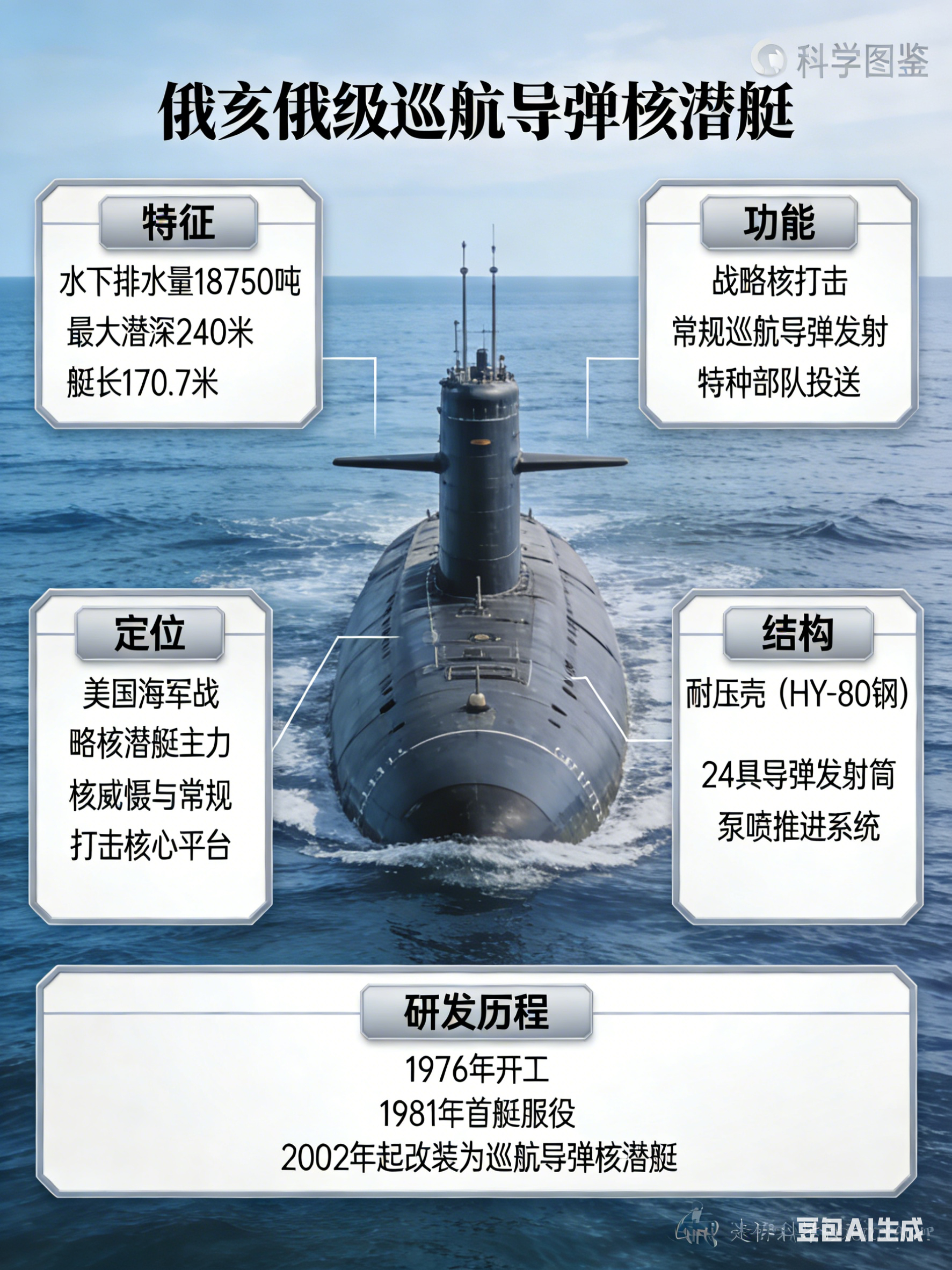 全球武器装备盘点 美国“俄亥俄”级弹道导弹核潜艇“俄亥俄”（Ohio）级潜艇是美